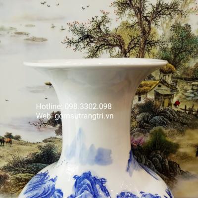 Bình Sơn Thủy vẽ tay men chàm